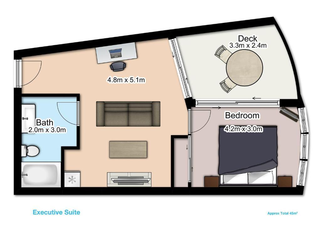 โรงแรมเดอะพอยท์บริสเบน ภายนอก รูปภาพ A floorplan of a typical one-bedroom apartment